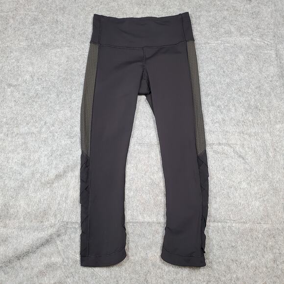 lululemon athletica Pants - Lululemon Leggings Womens 4 Cropped 21" Mesh Panel Run Yoga Gym Workout Athletic